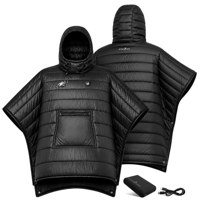Philadelphia Eagles ActionHeat Battery Heated Poncho - Black