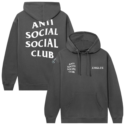 Philadelphia Eagles AntiSocialSocialClub x NFL Unisex Snap Hoodie - Charcoal