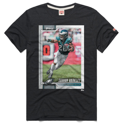 Saquon Barkley Philadelphia Eagles Homage Unisex NFL Topps Trading Card Tri-Blend T-Shirt - Charcoal