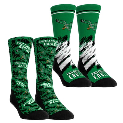  Philadelphia Eagles Rock Em Unisex Throwback Two-Pack Crew Socks Set - Green