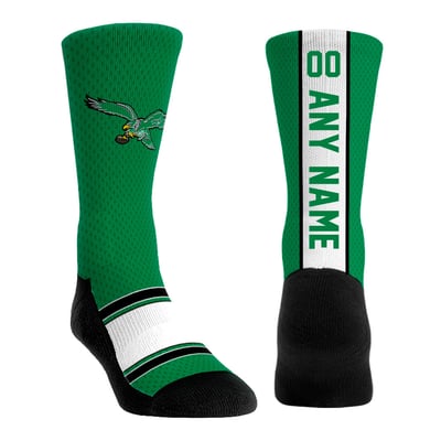  Philadelphia Eagles Rock Em Unisex Throwback Jersey Custom Crew Socks - Kelly Green