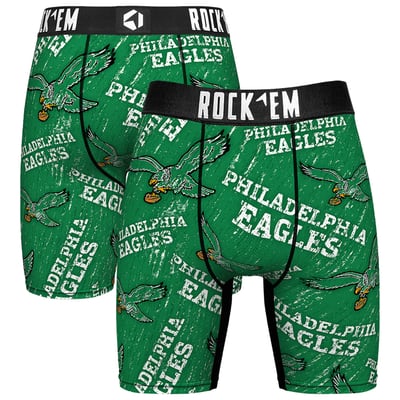  Philadelphia Eagles Rock Em Unisex Throwback Logo Allover Boxer Briefs - Kelly Green