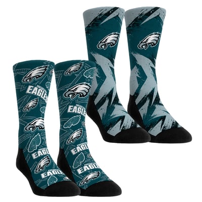  Philadelphia Eagles Rock Em Unisex Gameday Two-Pack Crew Socks Set - Teal