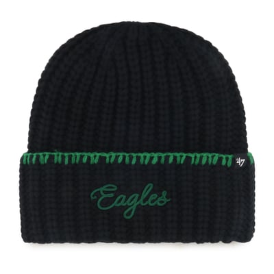 Philadelphia Eagles '47 Women's Throwback Blanket Stitch Cuffed Knit Hat - Black
