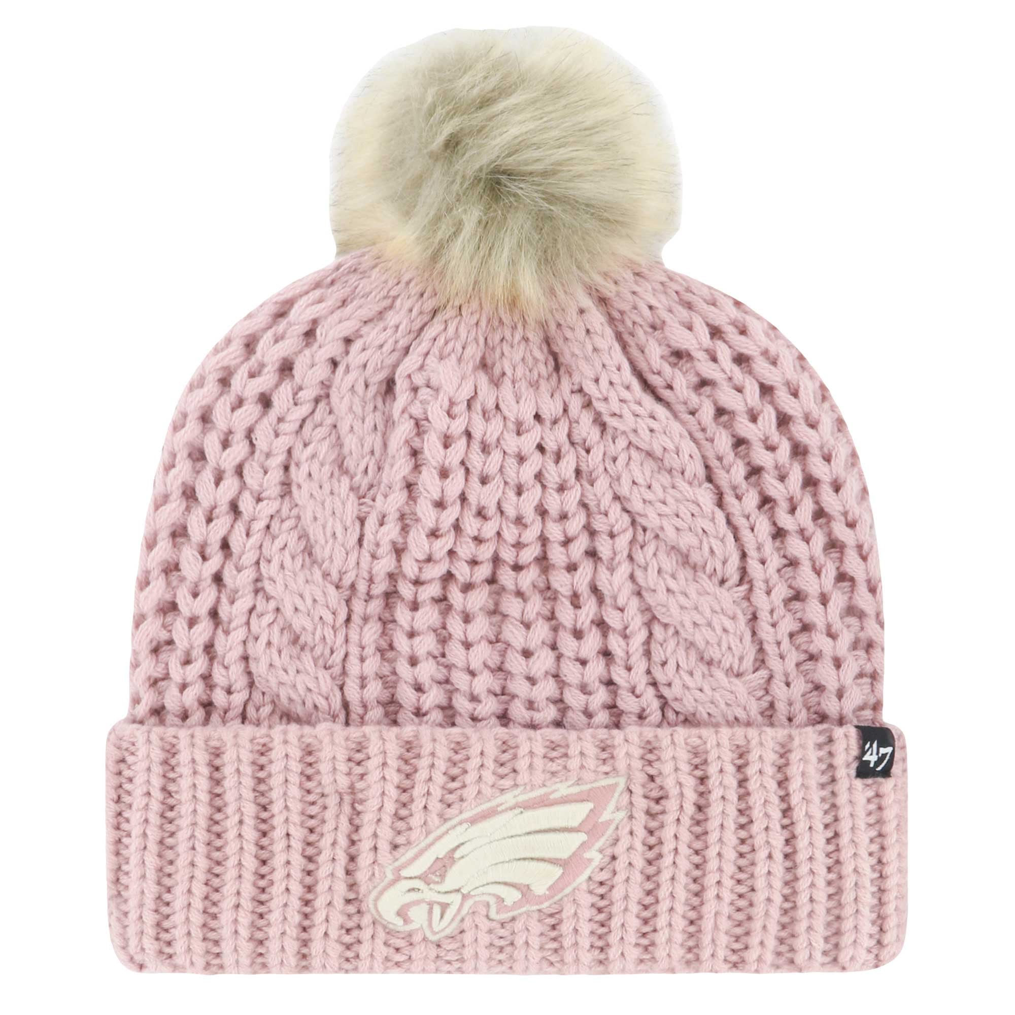 WOOL Blend Cable Knit Pom Dusty Rose and Cream Beanie Hat A couple new pom colors have been added to the shop! Meet  main image 2