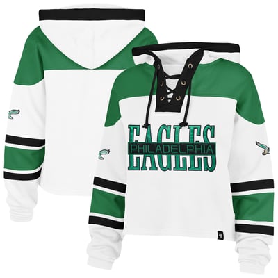 Philadelphia Eagles '47 Women's Cut Thru Superior Lacer Hoodie - White