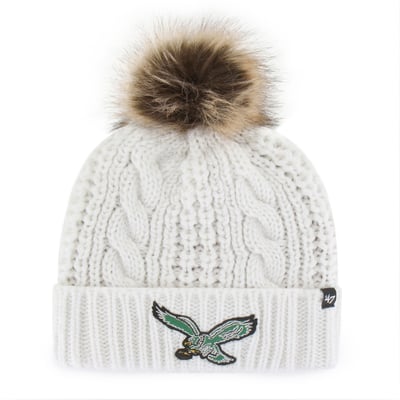 Philadelphia Eagles '47 Women's Meeko Cuffed Knit Hat with Pom - White