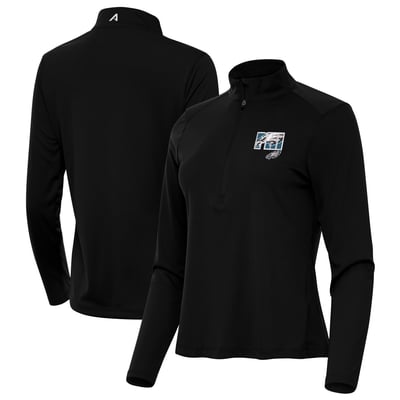 Philadelphia Eagles Antigua Women's Tribute Half-Zip Pullover - Black
