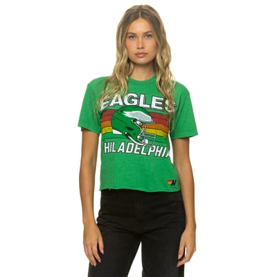 Philadelphia Eagles Aviator Nation Women's Boxy Boyfriend Tri-Blend T-Shirt - Kelly Green