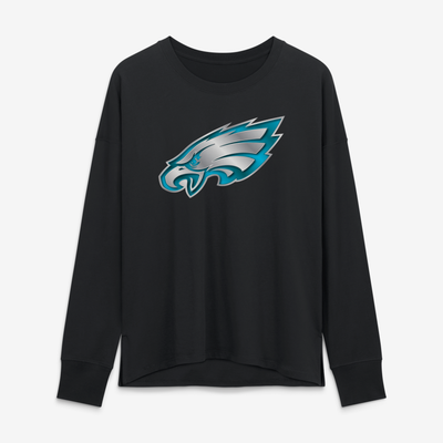 Philadelphia Eagles Women's Metallic Mascot Long Sleeve T-Shirt - Black