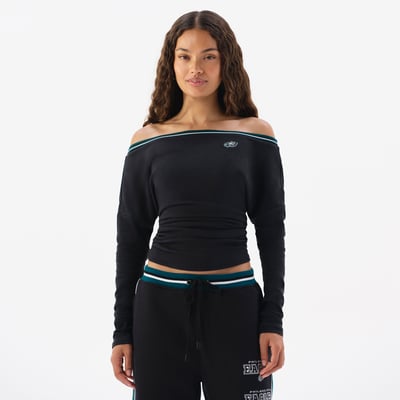  Philadelphia Eagles Off Season x NFL Women's Off The Shoulder Long Sleeve Top - Black