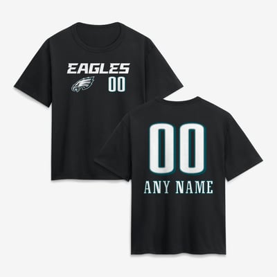 Philadelphia Eagles Women's Touchdown Wordmark Personalized Name & Number T-Shirt - Black