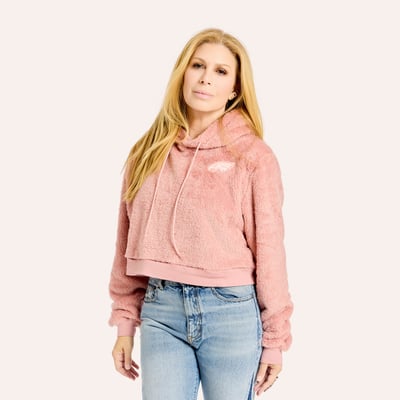 Philadelphia Eagles by Jill Martin Women's Tonal Sherpa Cropped Hoodie - Pink