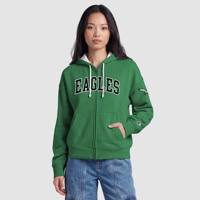  Philadelphia Eagles Champion Women's Contrast Liner Full-Zip Hoodie - Kelly Green