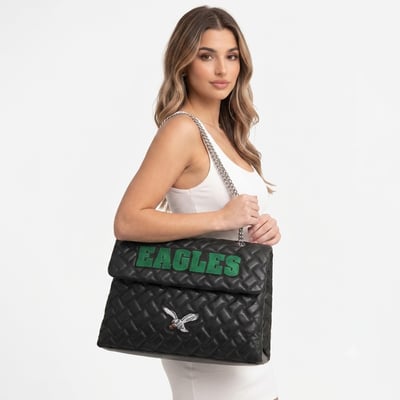 Philadelphia Eagles Cuce Women's Vegan Leather Oversized Tote Bag - Black