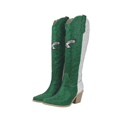  Philadelphia Eagles FABGATING by Cuce Women's Two-Tone Crystal Cowboy Boot - Midnight Green