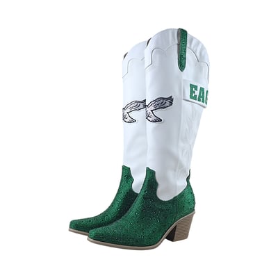  Philadelphia Eagles FABGATING by Cuce Women's Crystal Cowboy Boots - White