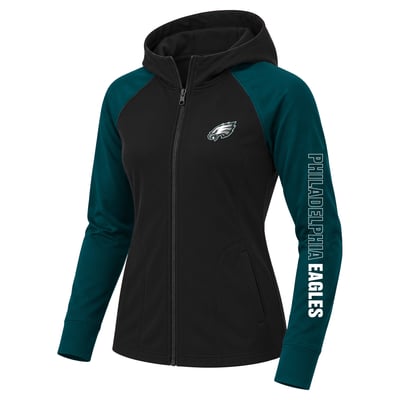 Philadelphia Eagles Fanatics Women's Plus Size Cornerback Blitz Full-Zip Hoodie - Black/Midnight Green