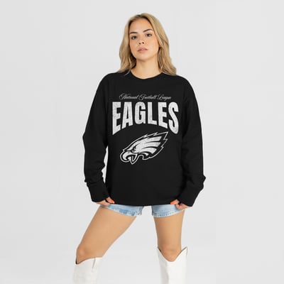 Philadelphia Eagles Gameday Couture Women's Bold Ambition Oversized Long Sleeve T-Shirt - Black