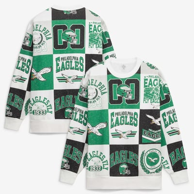  Philadelphia Eagles Gameday Couture Women's Highlight Reel Repeat Fleece Crewneck Sweatshirt - White