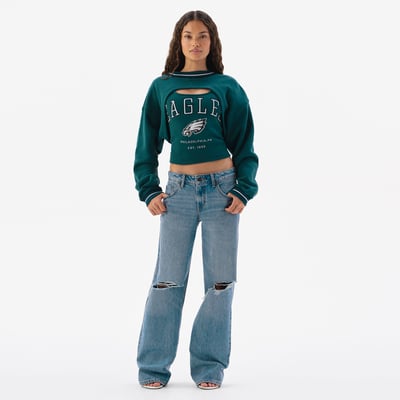  Philadelphia Eagles Off Season x NFL Women's Fleece Shrug Cami - Midnight Green