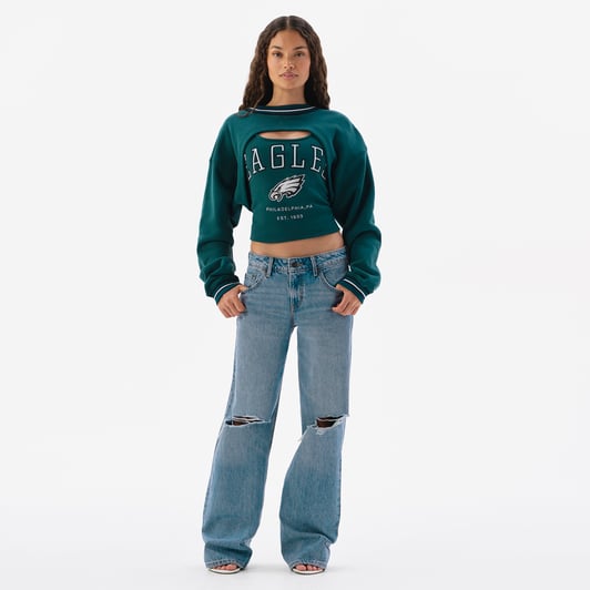  Philadelphia Eagles Off Season x NFL Women's Fleece Shrug Cami - Midnight Green