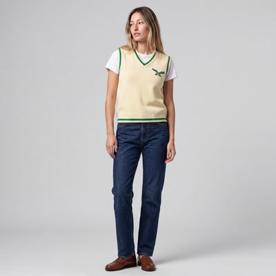 Philadelphia Eagles Mitchell & Ness Women's Retro Roots V-Neck Sweater Vest - Cream