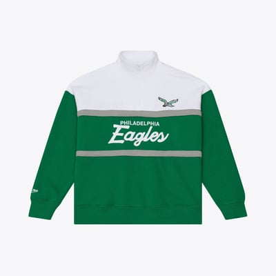  Philadelphia Eagles Mitchell & Ness Women's Head Coach Quarter-Zip Pullover - Kelly Green