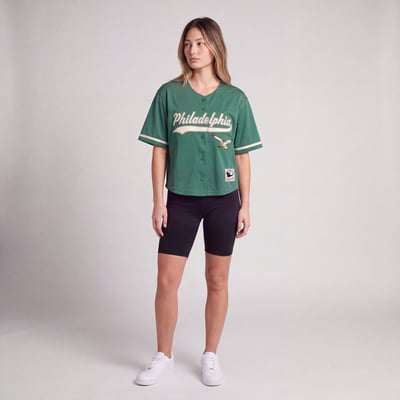 Philadelphia Eagles Mitchell & Ness Women's Retro Roots Baseball Jersey - Kelly Green