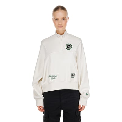  Philadelphia Eagles New Era Women's Academic Quarter-Zip Pullover - Cream