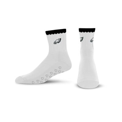  Philadelphia Eagles PRO Compression Women's Heartshape Grippers Yoga-Pilates Quarter Socks - White