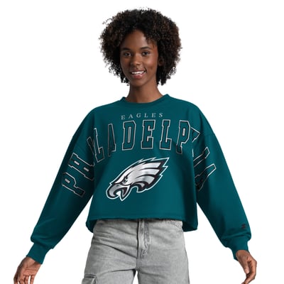 Philadelphia Eagles Starter Women's Bleachers Cropped Sweatshirt - Midnight Green