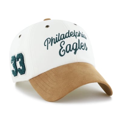 Philadelphia Eagles Stoney Clover Lane x '47 Women's Cursive Clean Up Adjustable Hat - Cream/Tan