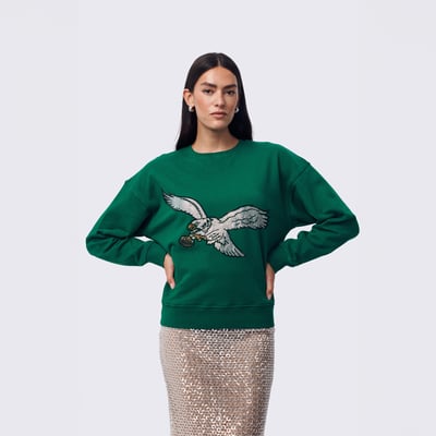  Philadelphia Eagles Terez Women's Gemstone Logo Crew - Kelly Green
