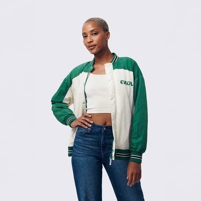  Philadelphia Eagles Terez Women's Double Yoke Bomber Jacket - White