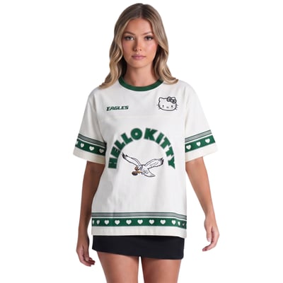 Philadelphia Eagles The Wild Collective x Hello Kitty Women's Oversized T-Shirt - Cream