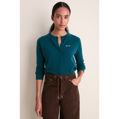 Philadelphia Eagles Tuckernuck Women's Riley Full-Button Cashmere Cardigan - Midnight Green