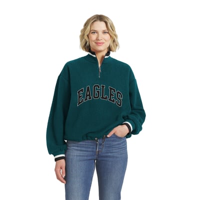  Philadelphia Eagles WEAR by Erin Andrews Women's Polar Fleece Half-Zip Pullover - Midnight Green