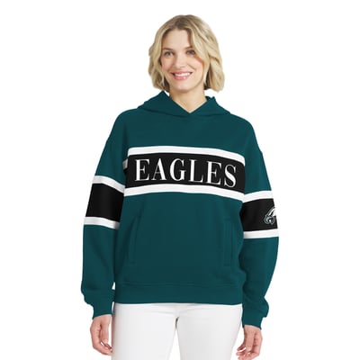  Philadelphia Eagles WEAR by Erin Andrews Women's Stripe Hoodie - Midnight Green