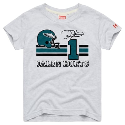 Jalen Hurts Philadelphia Eagles Homage Youth Remix Signature Tri-Blend T-Shirt - Ash