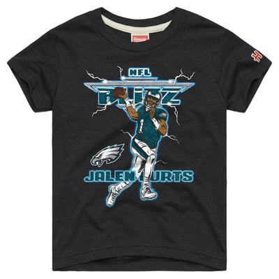 Jalen Hurts Philadelphia Eagles Homage Youth NFL Blitz Tri-Blend T-Shirt - Charcoal