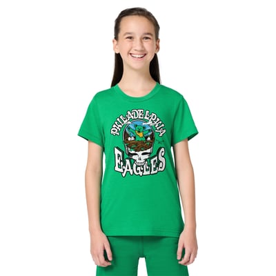  Philadelphia Eagles Homage Youth NFL x Grateful Dead Tri-Blend T-Shirt - Kelly Green