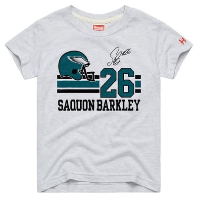 Saquon Barkley Philadelphia Eagles Homage Youth Remix Signature Tri-Blend T-Shirt - Ash