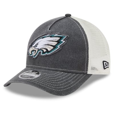  Philadelphia Eagles New Era Youth Fan 9FORTY A-Frame M-Crown Trucker Adjustable Hat - Black