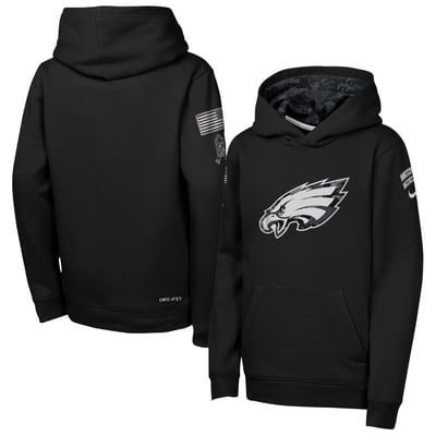  Philadelphia Eagles Nike Youth 2026 Salute to Service Club Fleece Pullover Hoodie  - Black