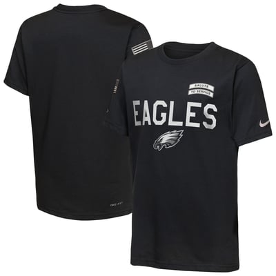  Philadelphia Eagles Nike Youth 2026 Salute to Service Sideline Dri-FIT T-Shirt  - Black