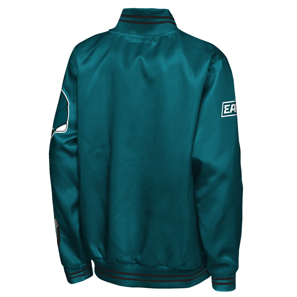  Philadelphia Eagles Outerstuff Youth Grid Runner Satin Patch Varsity Jacket - Midnight Green