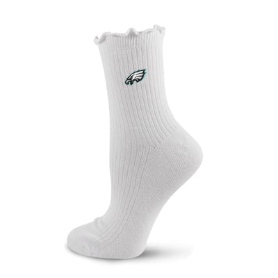  Philadelphia Eagles PRO Compression Youth Logo Lettuce Hem Quarter Socks - White