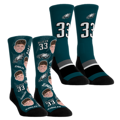 Cooper DeJean Philadelphia Eagles Rock Em Youth Player Football Guy Two-Pack Crew Sock Set