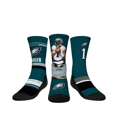 Jalen Hurts Philadelphia Eagles Rock Em Youth 3-Pack Crew Sock Set - Green